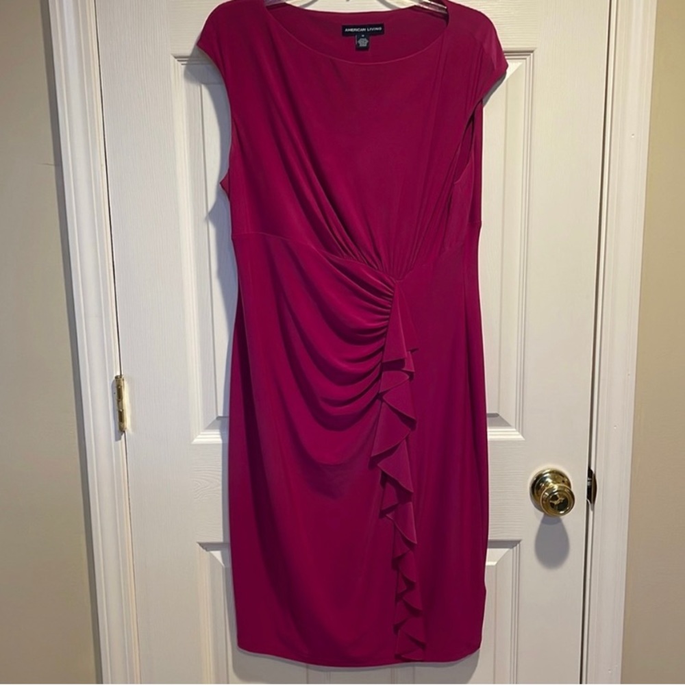 *COPY* American Living fitted side ruched sheath hot pink size size 16 dress